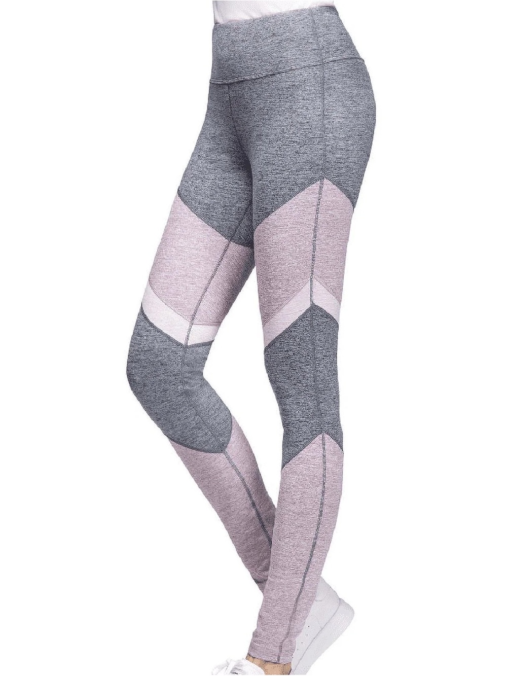 Colorblock High-Waist Leggings in Dark Gray and Mauve